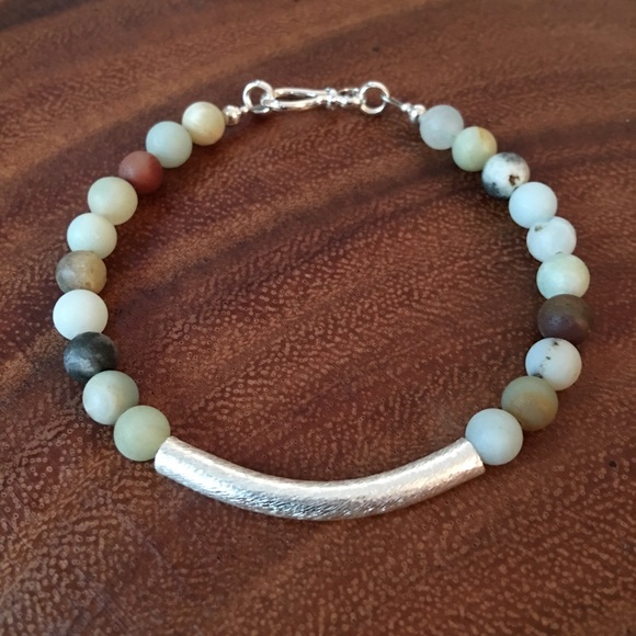 Jewelry - Matte Amazonite beaded bracelet with silver